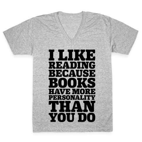 I Like Reading V-Neck Tee Shirt