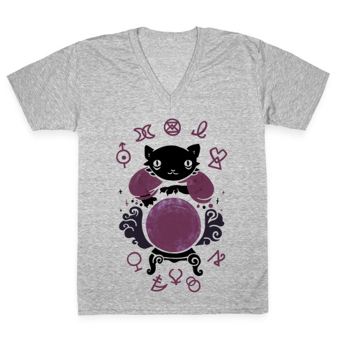 Lucky Tarot Cat #13 V-Neck Tee Shirt