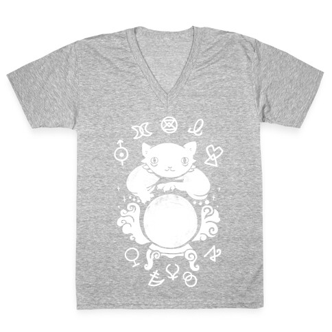 Lucky Tarot Cat #13 V-Neck Tee Shirt