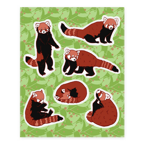 Cute Red Panda  Stickers and Decal Sheet