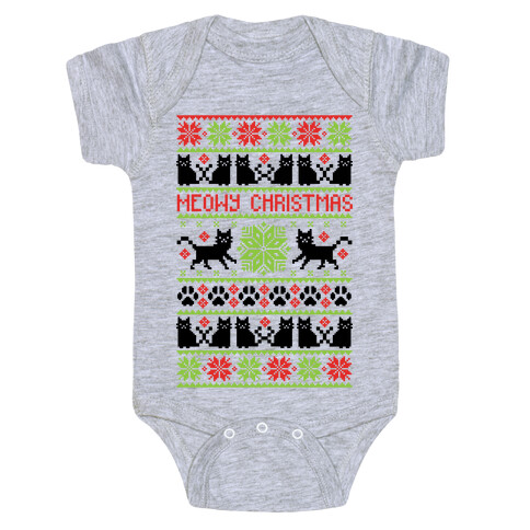 Meowy Christmas Cat Sweater Pattern Baby One-Piece