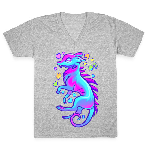 Neon Rainbow Chupacabra V-Neck Tee Shirt