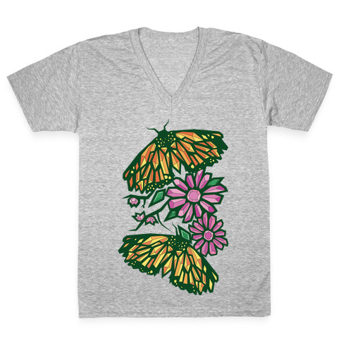 Butterflies In Bloom V-Neck Tee Shirt