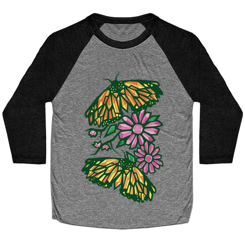 Butterflies In Bloom Baseball Tee