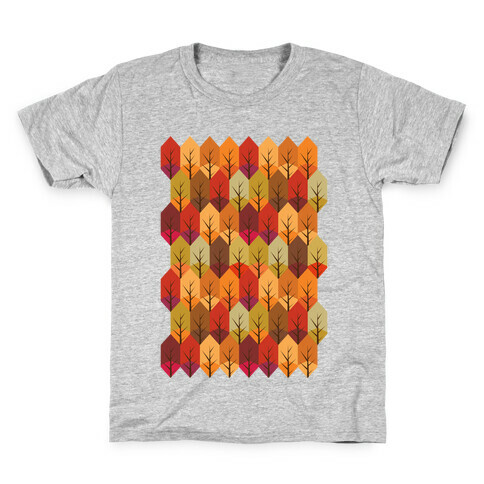Geometric Fall Leaf Pattern Kids T-Shirt