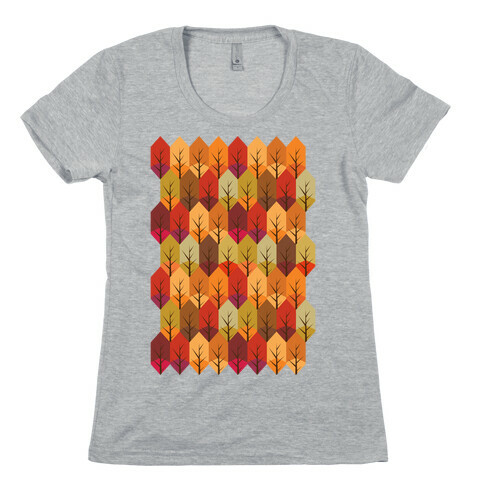 Geometric Fall Leaf Pattern Womens T-Shirt