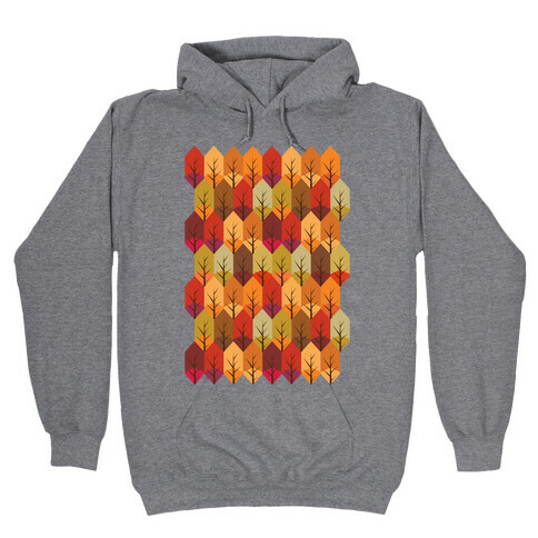 Geometric Fall Leaf Pattern Hooded Sweatshirt