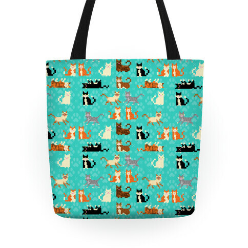 Cute Pixel Kitty Cats Tote