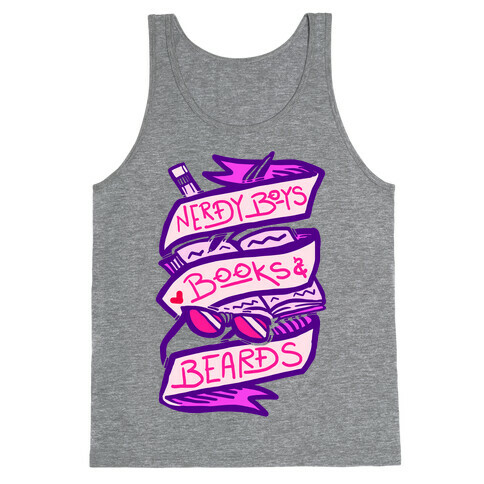 Nerdy Boys Books And Beards Tank Top