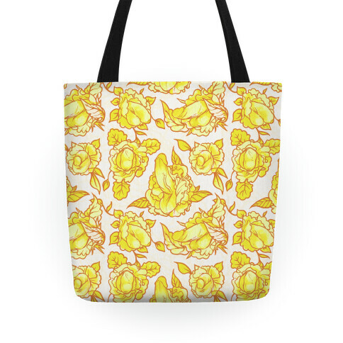 Floral Penis Pattern Yellow Tote