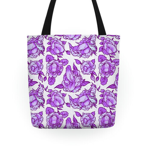 Floral Penis Pattern Purple Tote