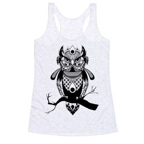 Patterned Owl Racerback Tank Top