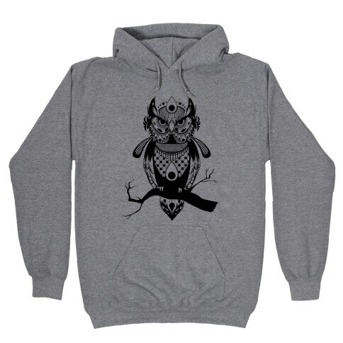 Patterned Owl Hooded Sweatshirt