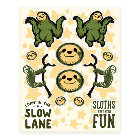 Sloth  Stickers and Decal Sheet