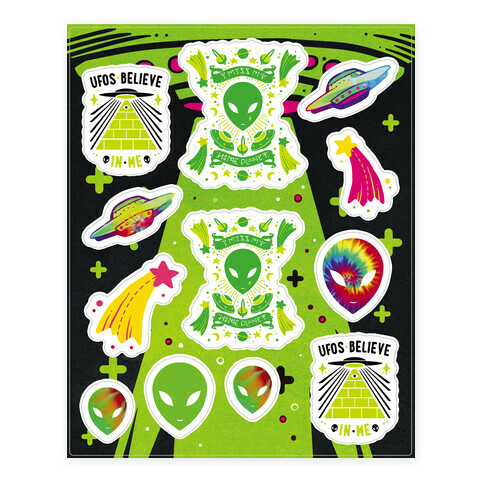 Retro Alien  Stickers and Decal Sheet