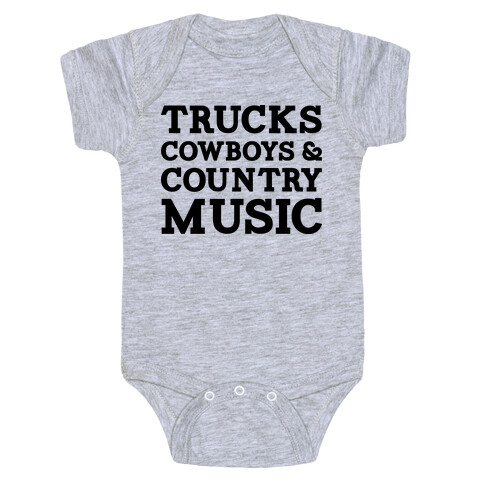 Trucks Cowboys and Country Music Baby One-Piece