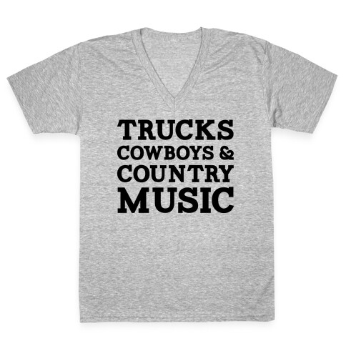 Trucks Cowboys and Country Music V-Neck Tee Shirt