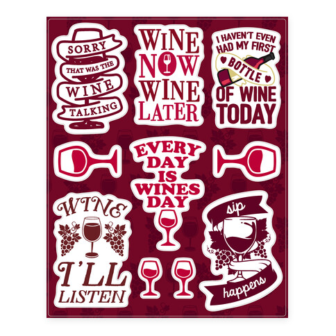 Sassy Wine  Stickers and Decal Sheet