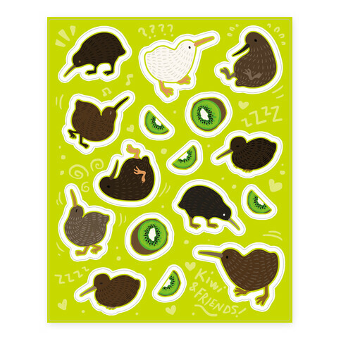 Kiwi Pattern  Stickers and Decal Sheet