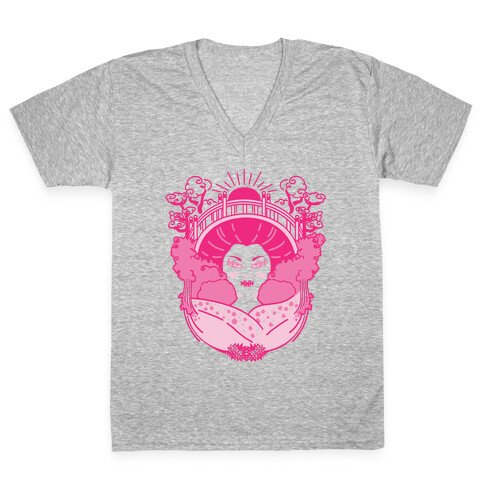 Geisha Garden V-Neck Tee Shirt