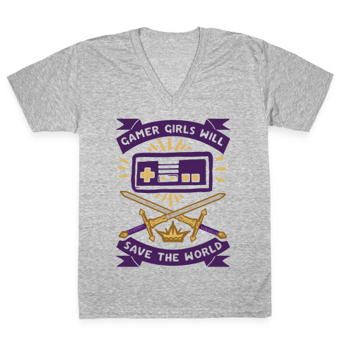 Gamer Girls Will Save The World V-Neck Tee Shirt