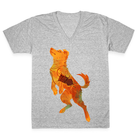 Astronaut Dog Zvezdochka V-Neck Tee Shirt