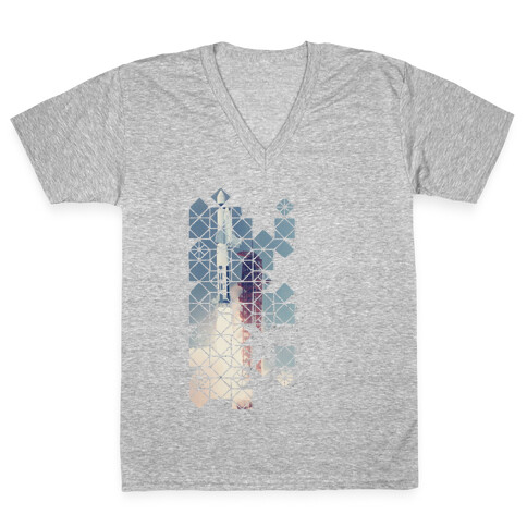 Hexagon Space Ship V-Neck Tee Shirt