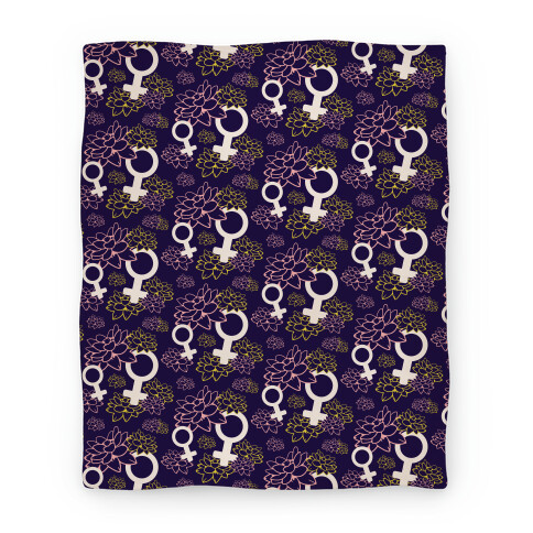 Feminist Symbol and Lotus Flowers Pattern Blanket