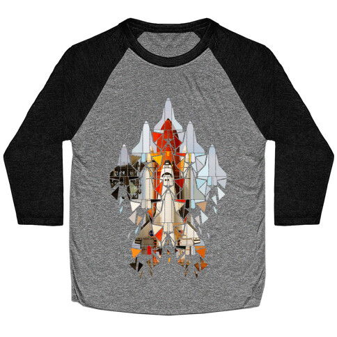 Geometric Space Shuttle Launch Baseball Tee