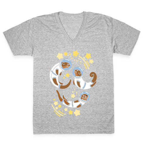 Otters In Space V-Neck Tee Shirt