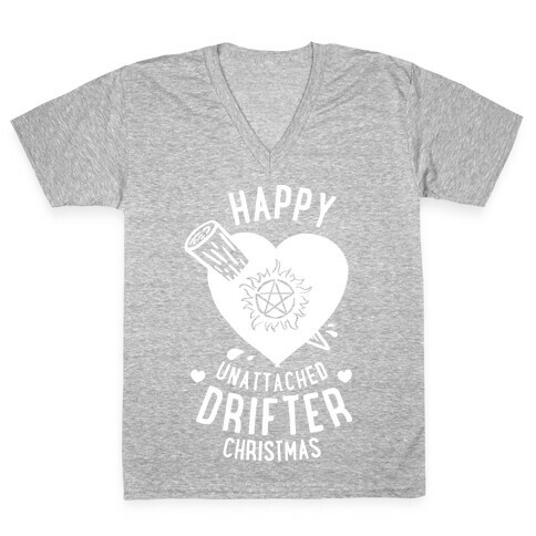 Happy Unattached Drifter Christmas V-Neck Tee Shirt