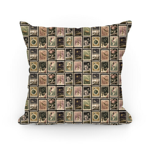 Vintage Space Stamp Pattern Pillow