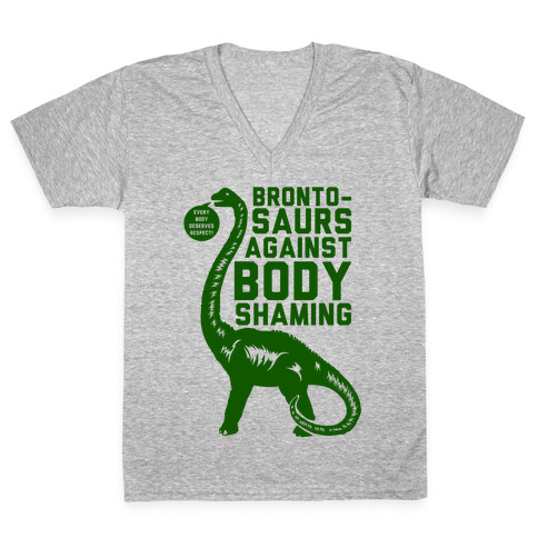 Brontosaurs Against Body Shaming V-Neck Tee Shirt