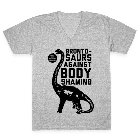 Brontosaurs Against Body Shaming V-Neck Tee Shirt