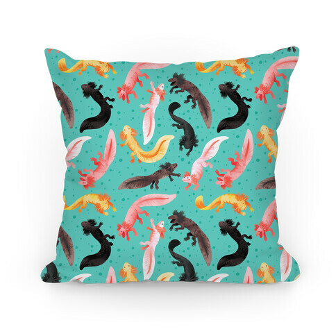 Cute Bright Axolotl Pattern Pillow