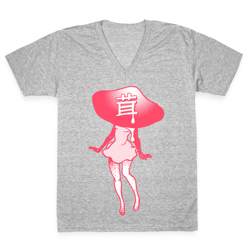 Mushroom Girl V-Neck Tee Shirt