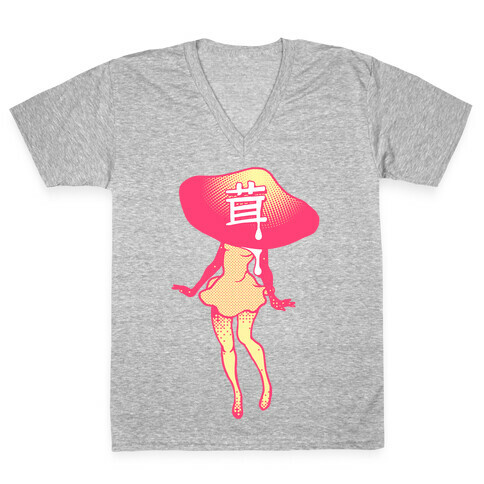 Mushroom Girl V-Neck Tee Shirt