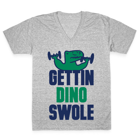 Gettin' Dino Swole V-Neck Tee Shirt