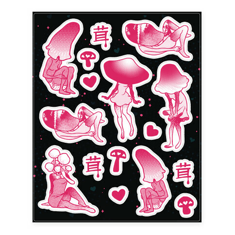 Mushroom Girl  Stickers and Decal Sheet