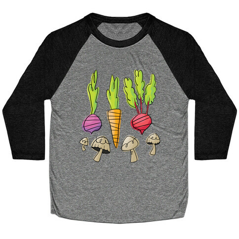 Retro Vegetable Pattern Baseball Tee