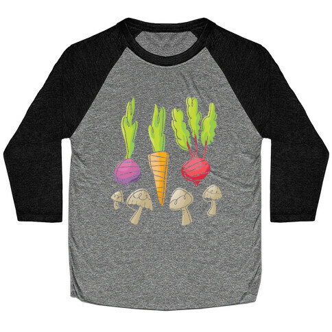 Retro Vegetable Pattern Baseball Tee