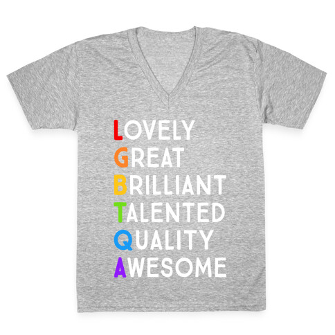 LGBTQA Meanings V-Neck Tee Shirt
