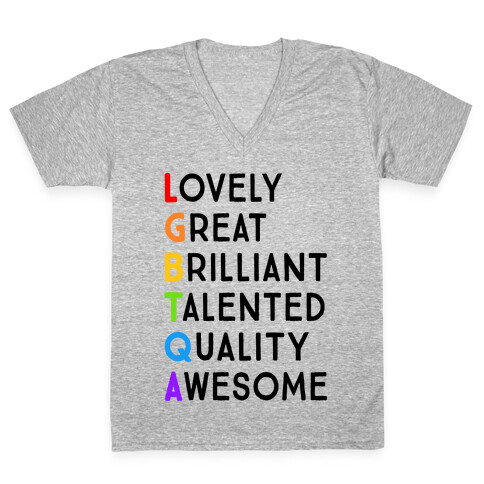 LGBTQA Meanings V-Neck Tee Shirt