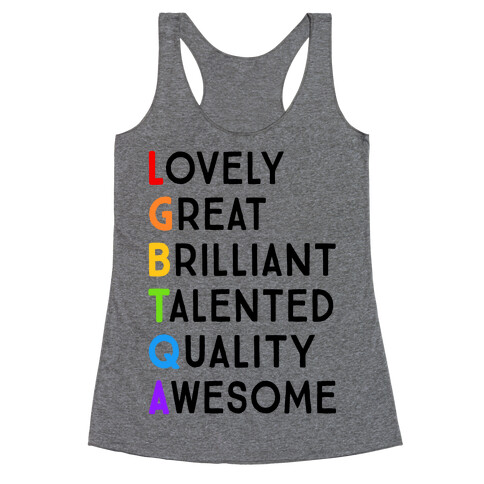 LGBTQA Meanings Racerback Tank Top