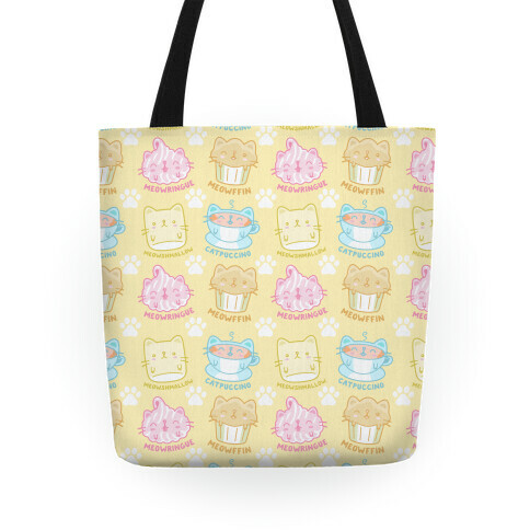 Cute Cat Snacks Pattern Tote