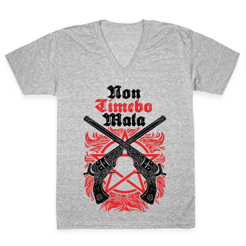 Non Timebo Mala (I Will Fear No Evil) V-Neck Tee Shirt