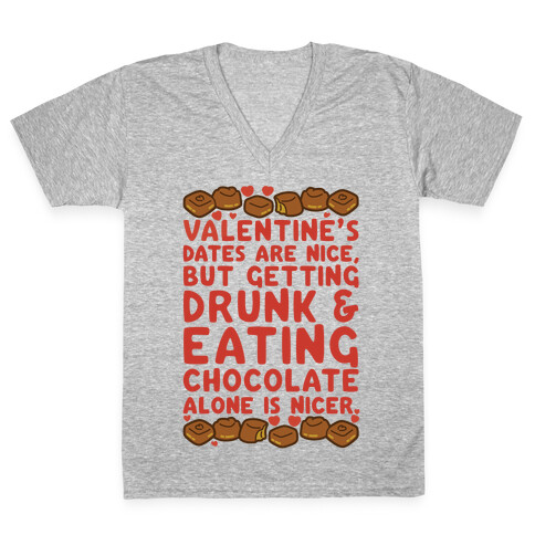 Valentines Dates And Chocolate V-Neck Tee Shirt