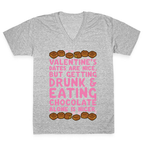 Valentines Dates And Chocolate V-Neck Tee Shirt