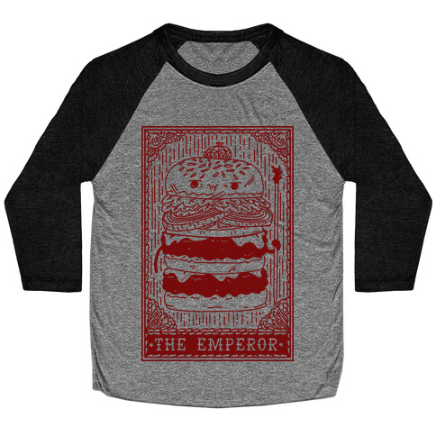 Burger Emperor Tarot Card Baseball Tee