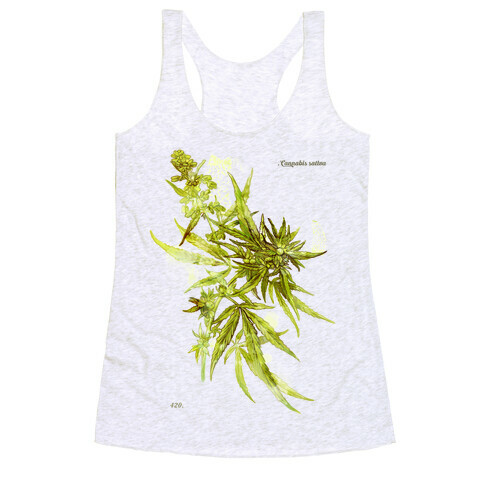 Cannabis Botanical Illustration Racerback Tank Top